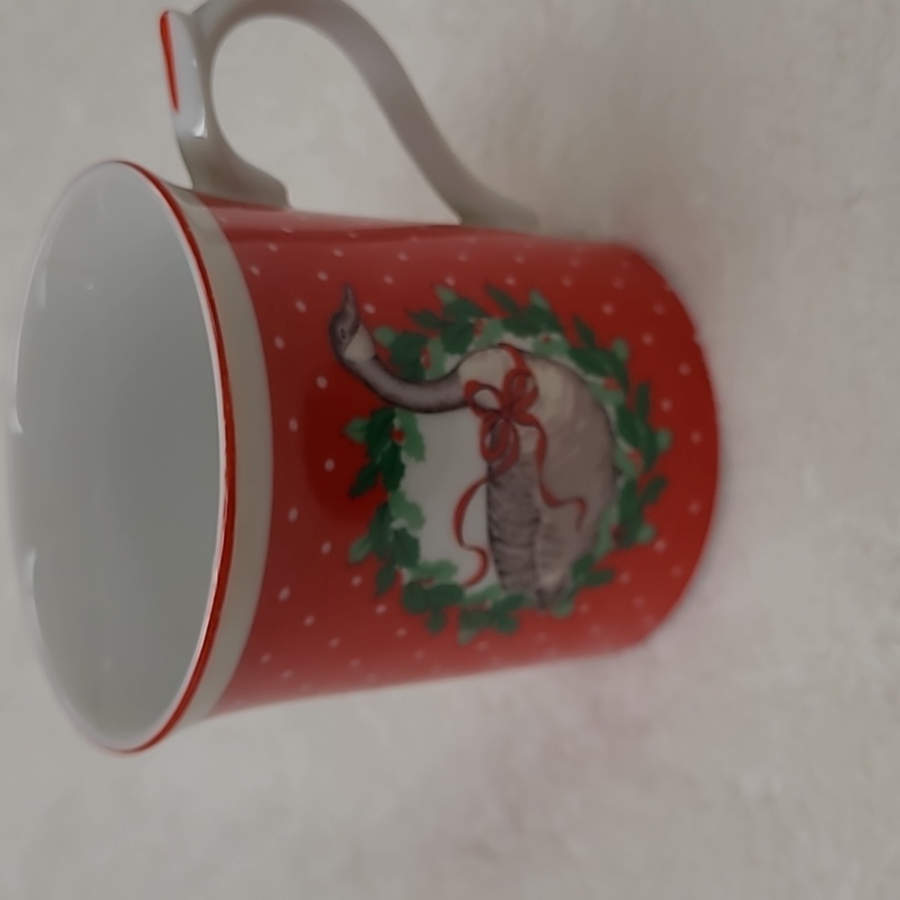 VINTAGE FABRIZIO GEORGE GOOD mug Japan 1985 red white goose